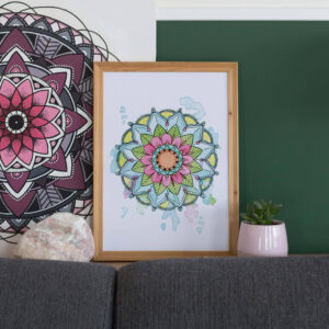 Illustratie poster A4 mandala felle kleuren