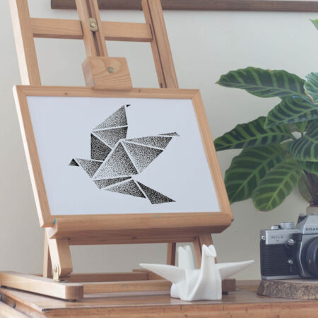 Illustratie origami bird A4 poster