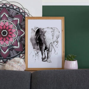 Illustratie poster olifant A4